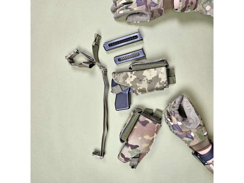 Кобура тактична універсальна (MOLLE / Стегнова) | Multicam