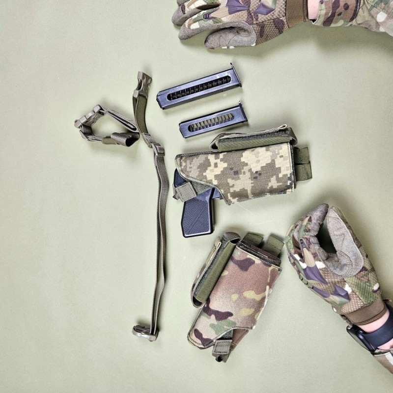 Кобура тактична універсальна (MOLLE / Стегнова) | Multicam