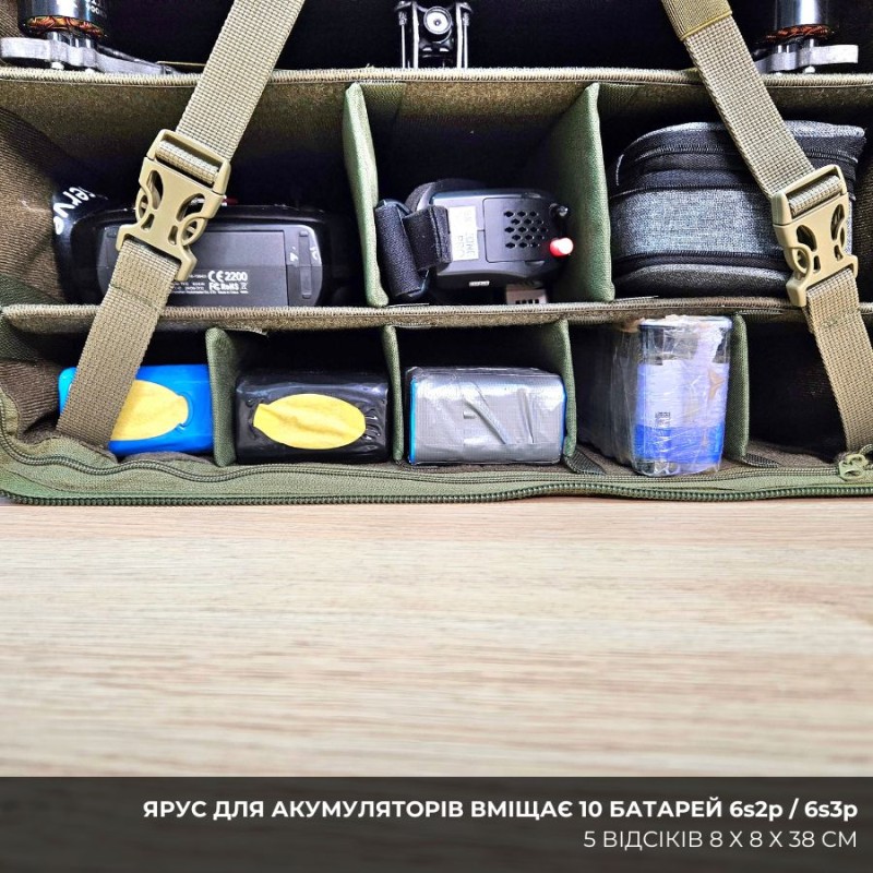 Рюкзак для FPV Класичний (8 дронів до 10 дюймів) з відсіками для апаратури та батарей | Мультикам